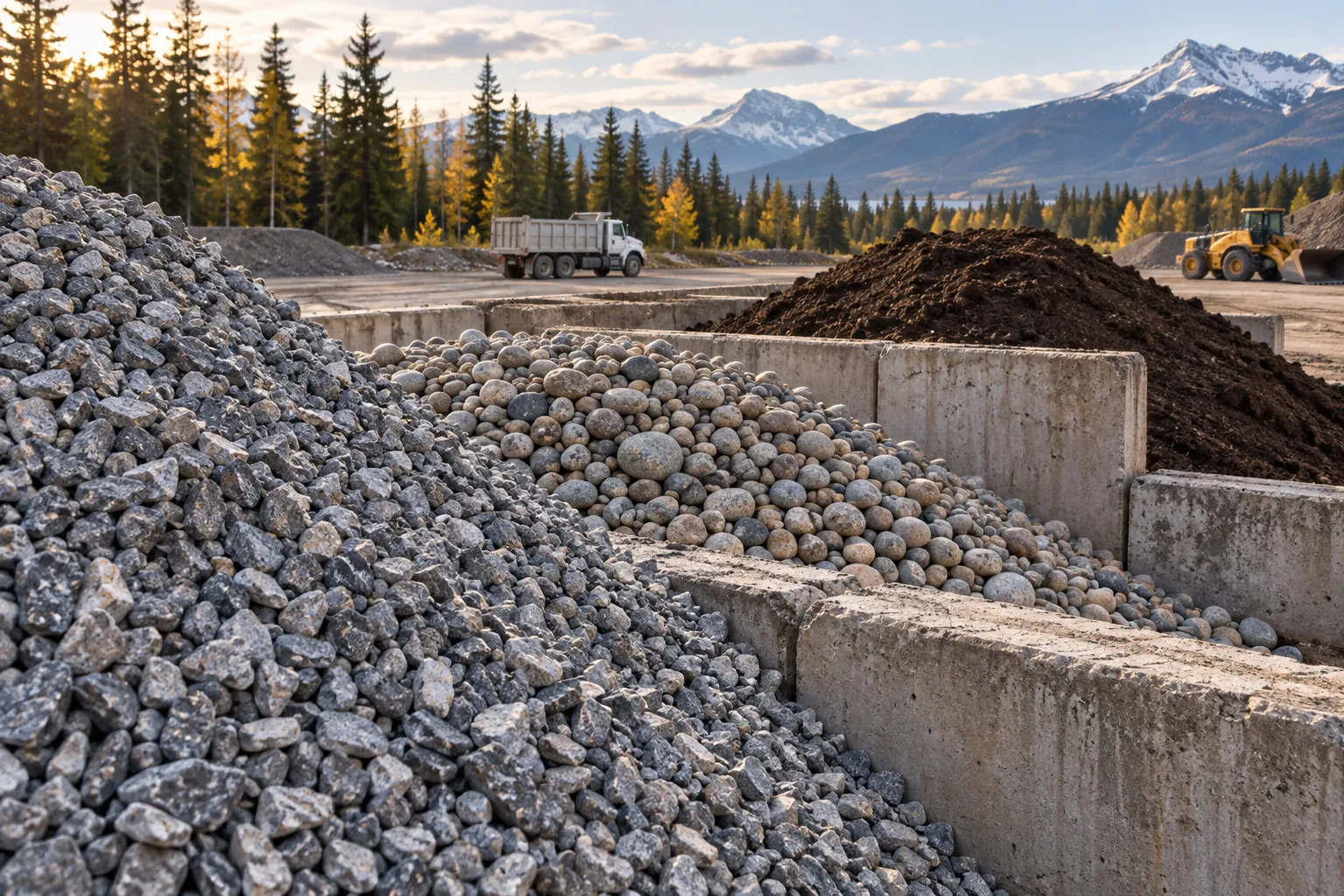 Truck hauling aggregate on a gravel road