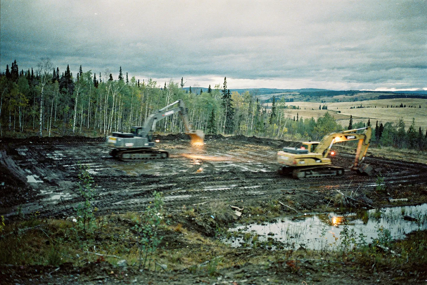 Illustration of heavy equipment on a forest lease site